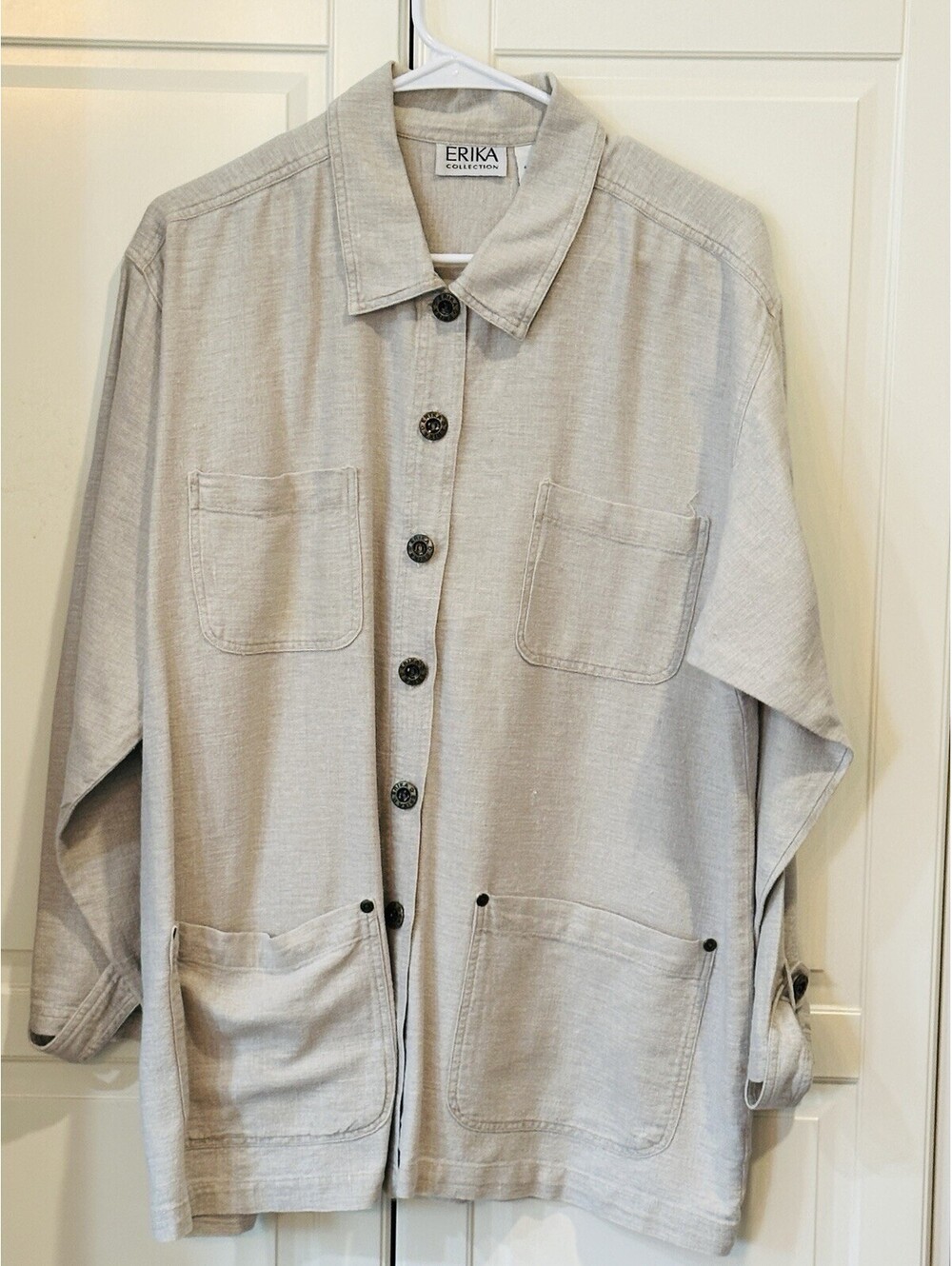 Erika  Collection Beige Utility Shirt Jacket Size M